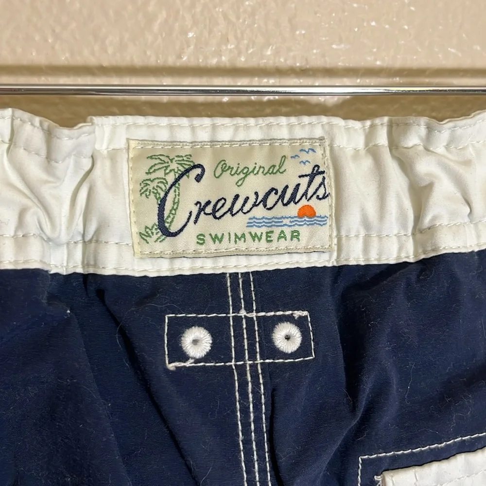 Crewcuts Navy White Nylon Summer Beach Swim Trunks